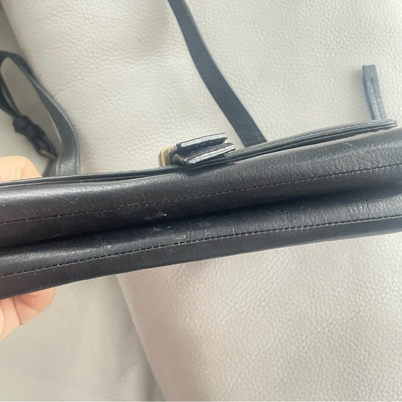 AMERICAN LEATHER BLACK LEATHER CROSSBODY BAG PRELOVED ADJUSTABLE STRAP - Picture 13 of 17